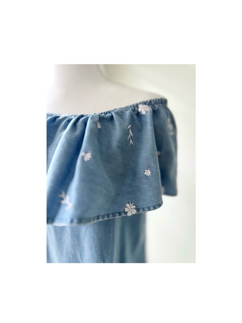 Simons Light Blue Off-Shoulder Ruffle Tunic - Picture 2 of 6